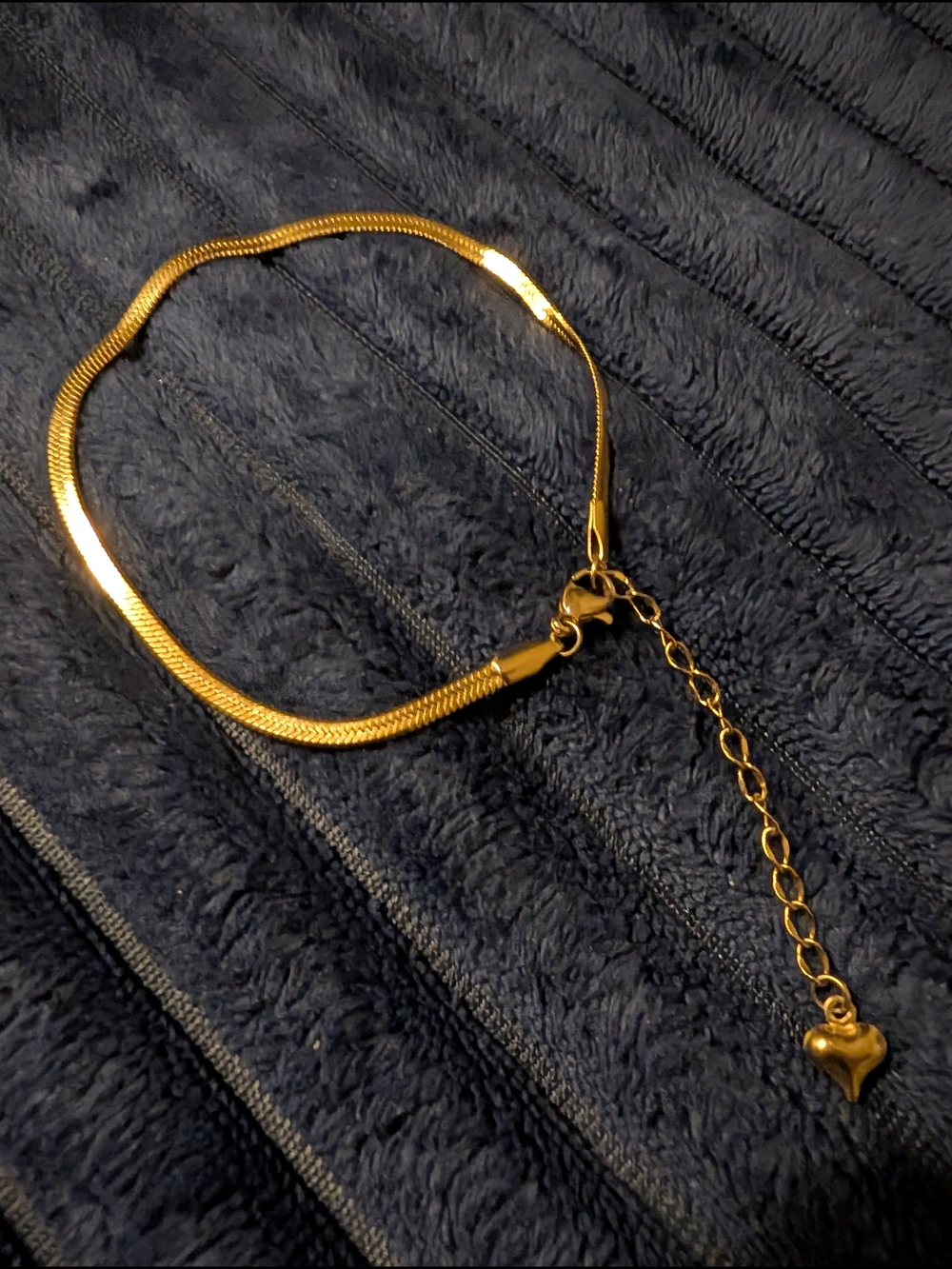 Gold Heart Accent Adjustable Chain Bracelet for Women